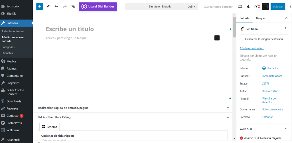Crear entrada Blog WordPress